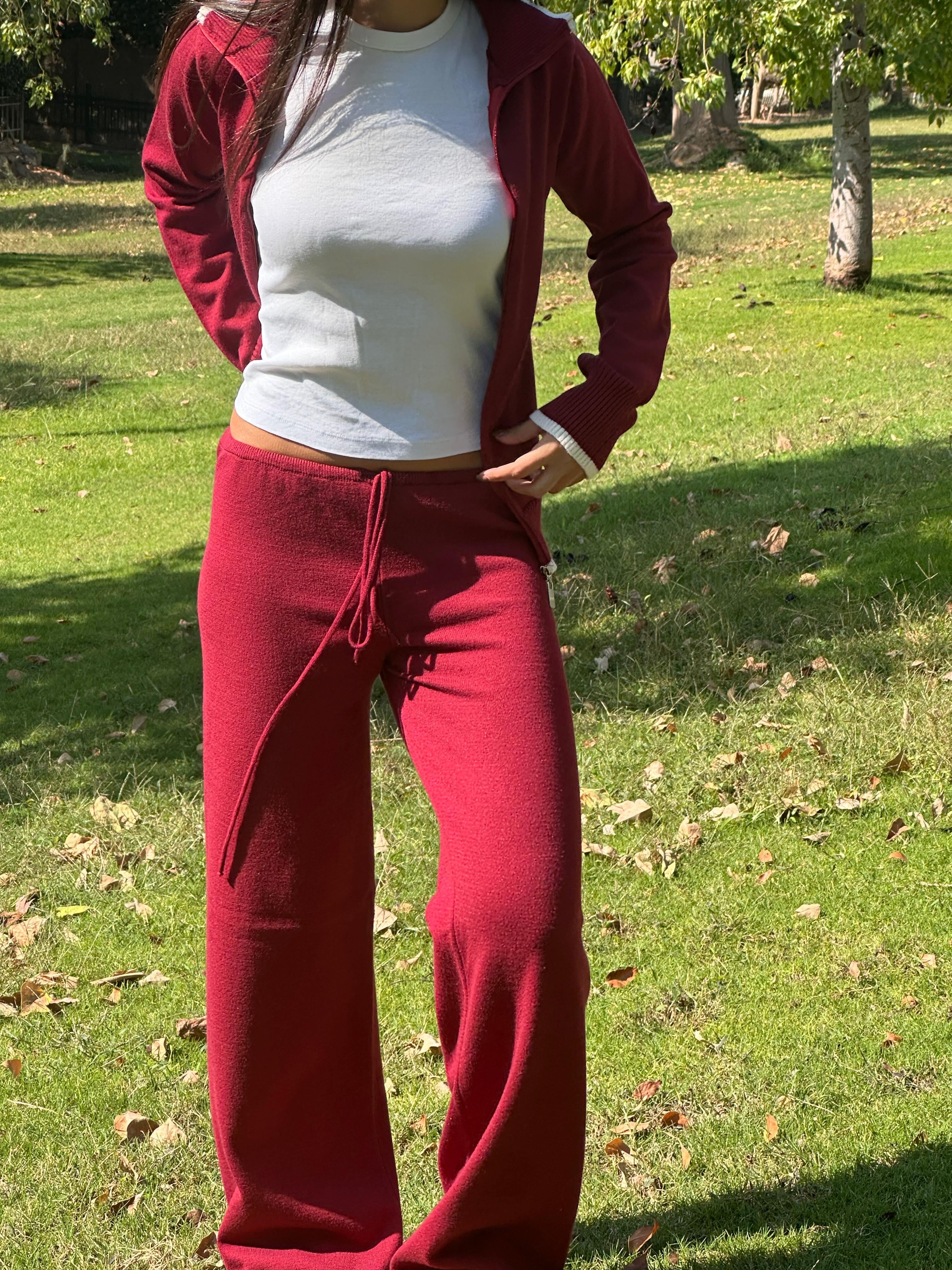 Capucine Knit Pants in Burgundy