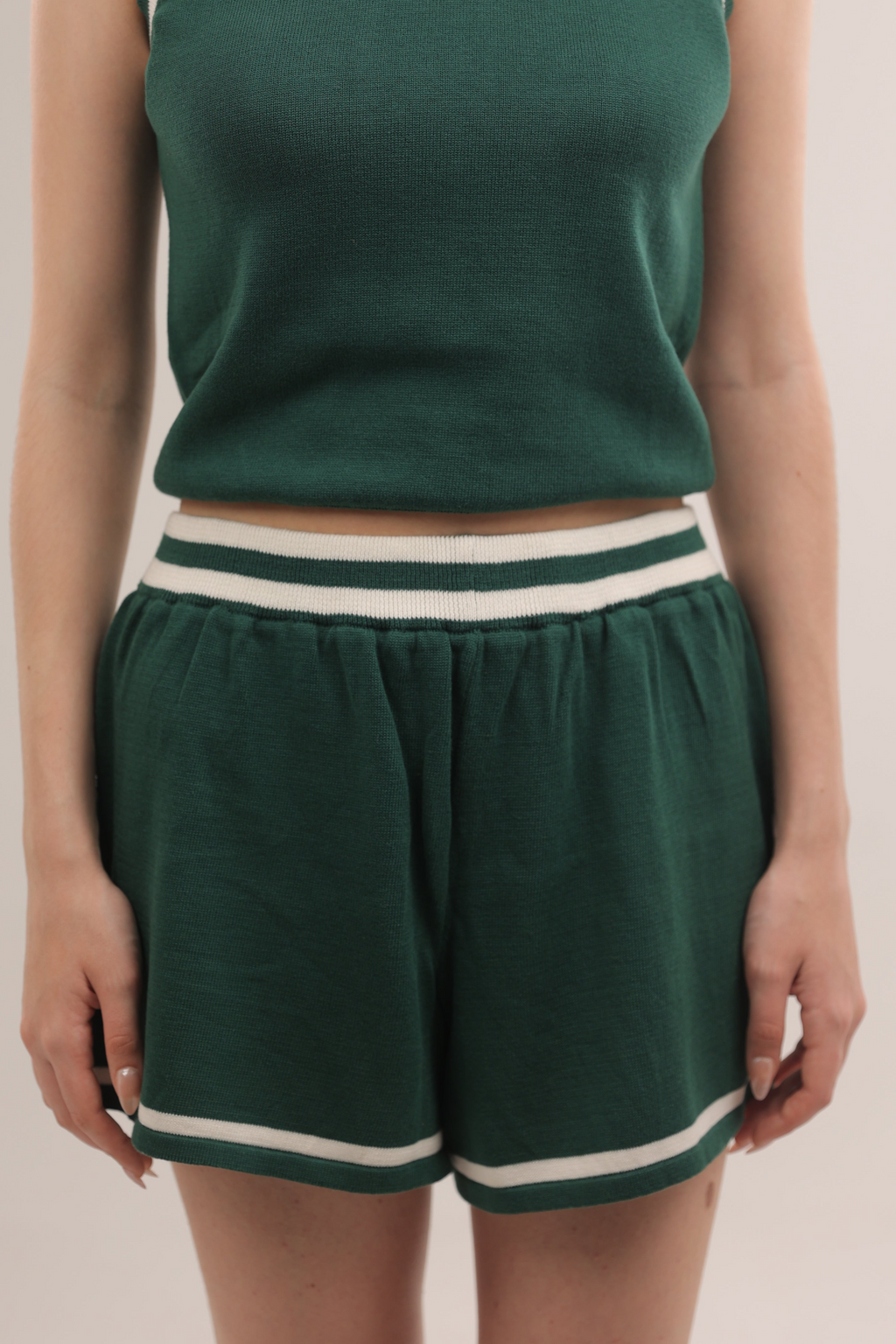 Sporty Knit Shorts in Royal Green