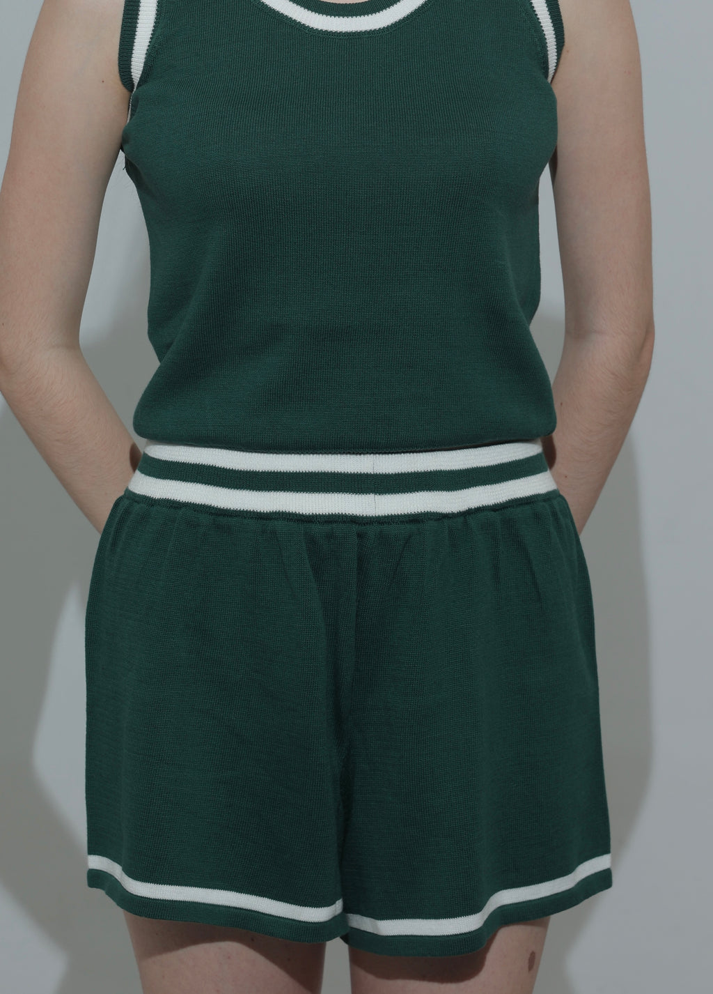 Sporty Knit Shorts in Royal Green