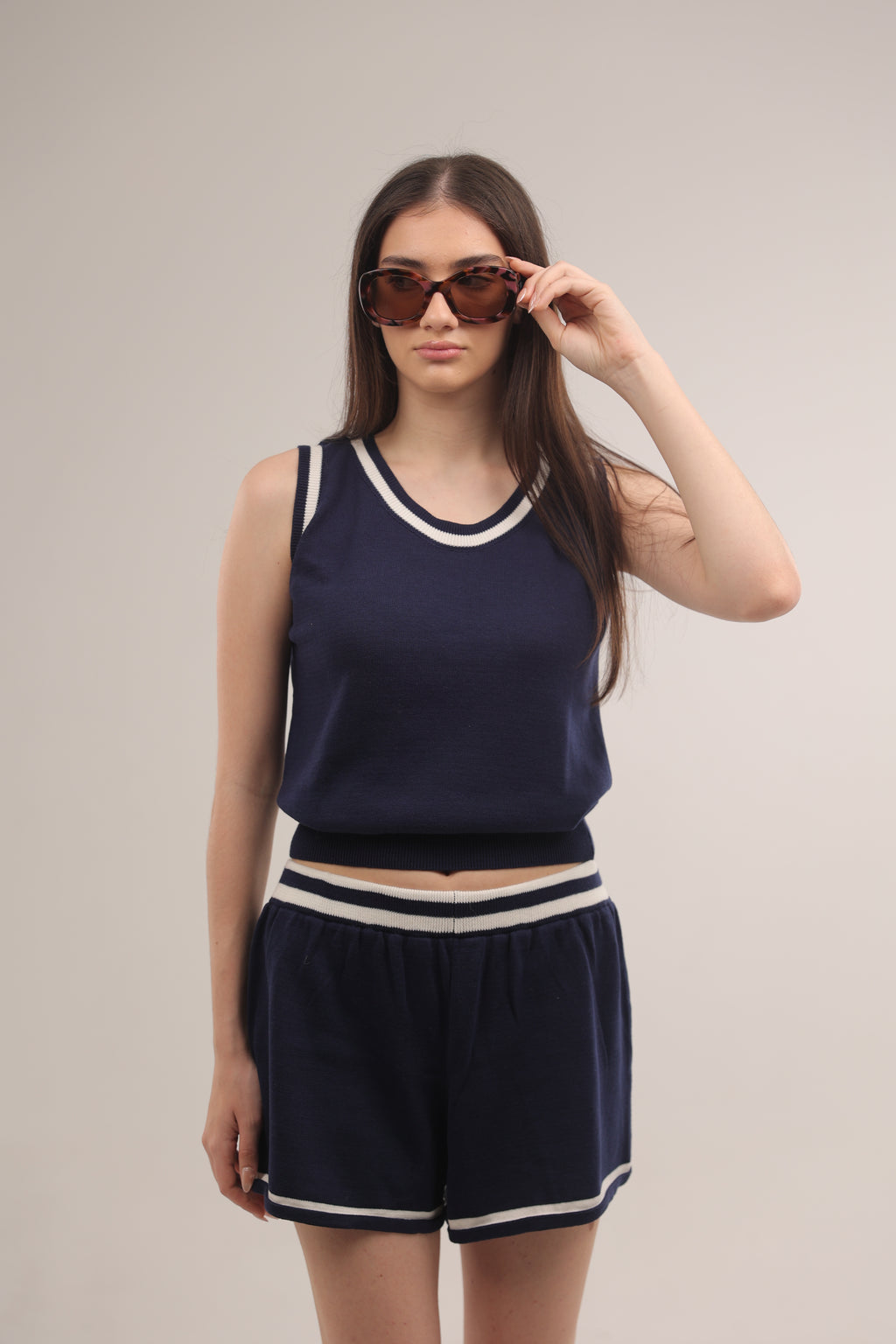 Sporty Knit Shorts in Navy