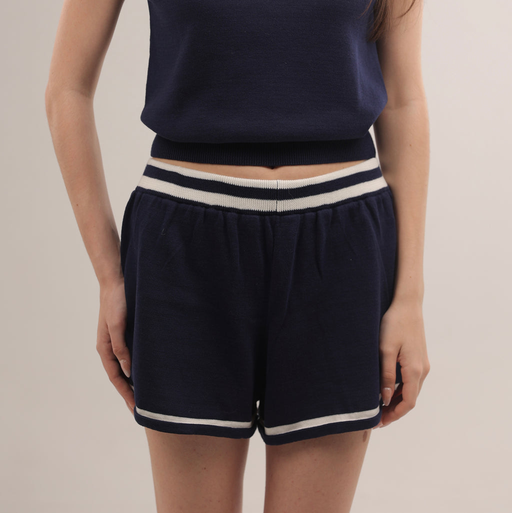Sporty Knit Shorts in Navy
