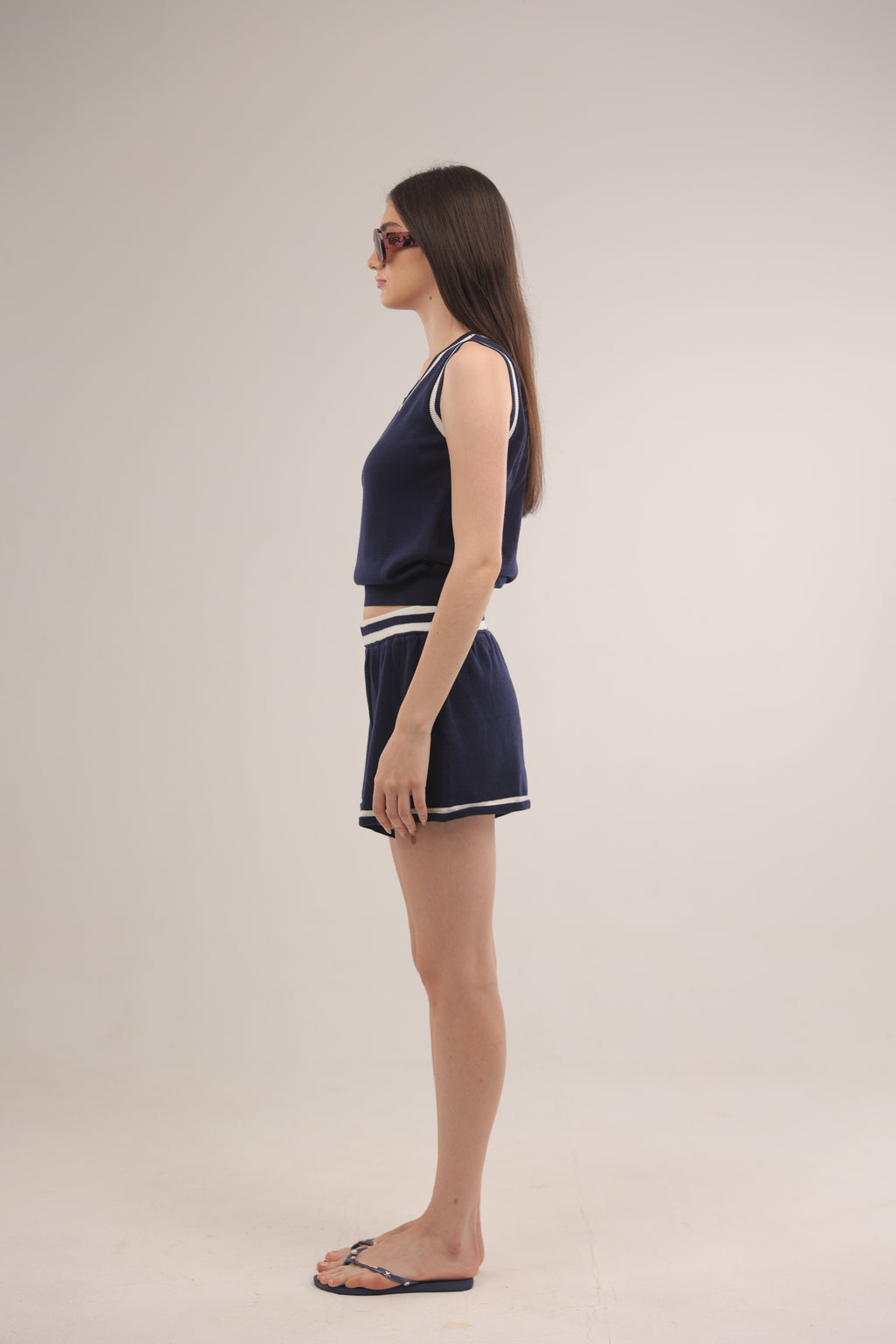 Sporty Knit Shorts in Navy