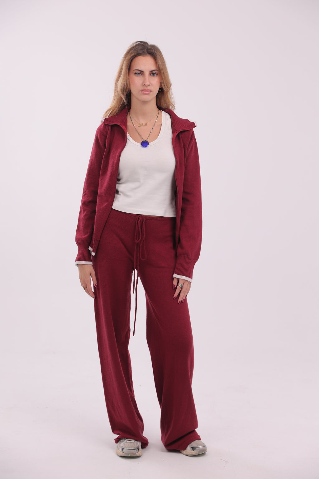 Capucine Knit Pants in Burgundy