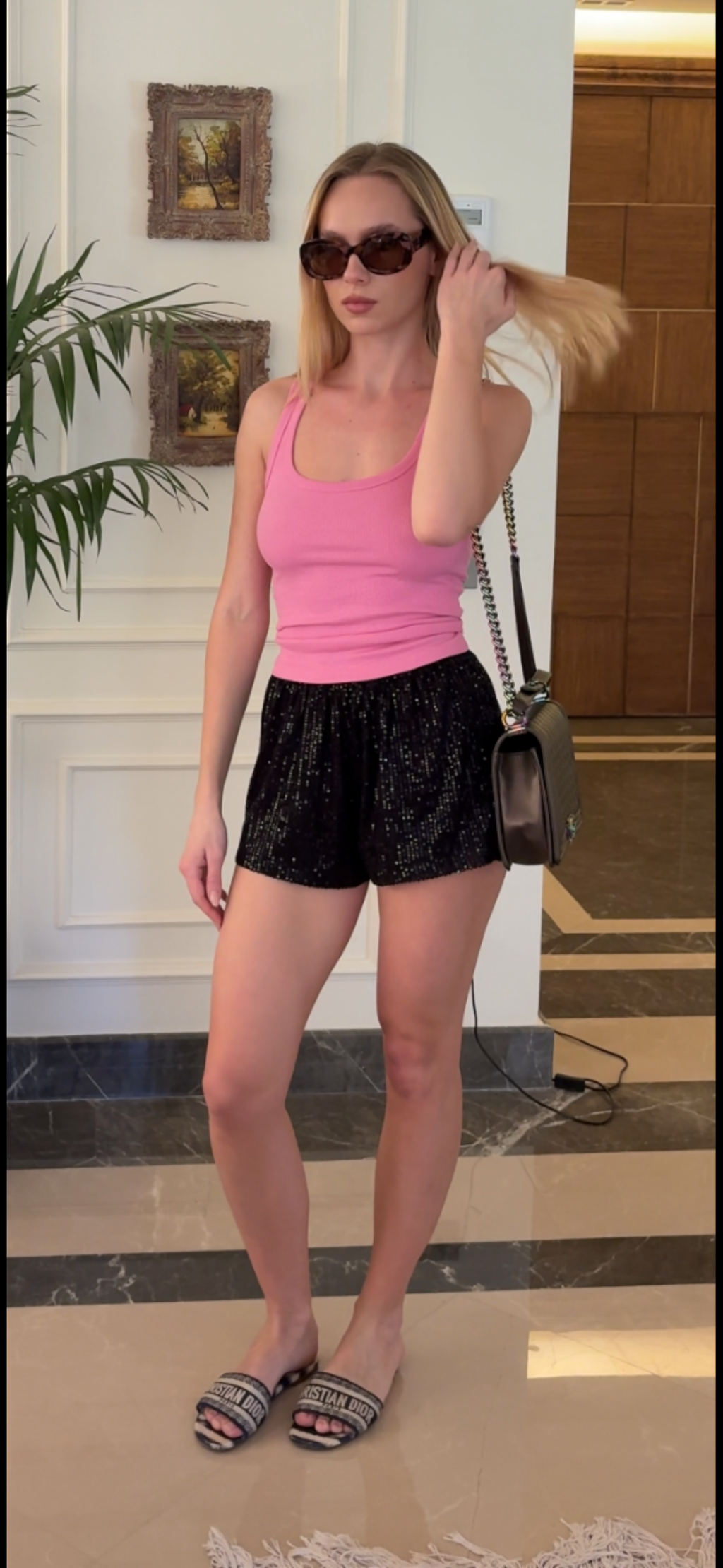 Sequin Shorts in Black