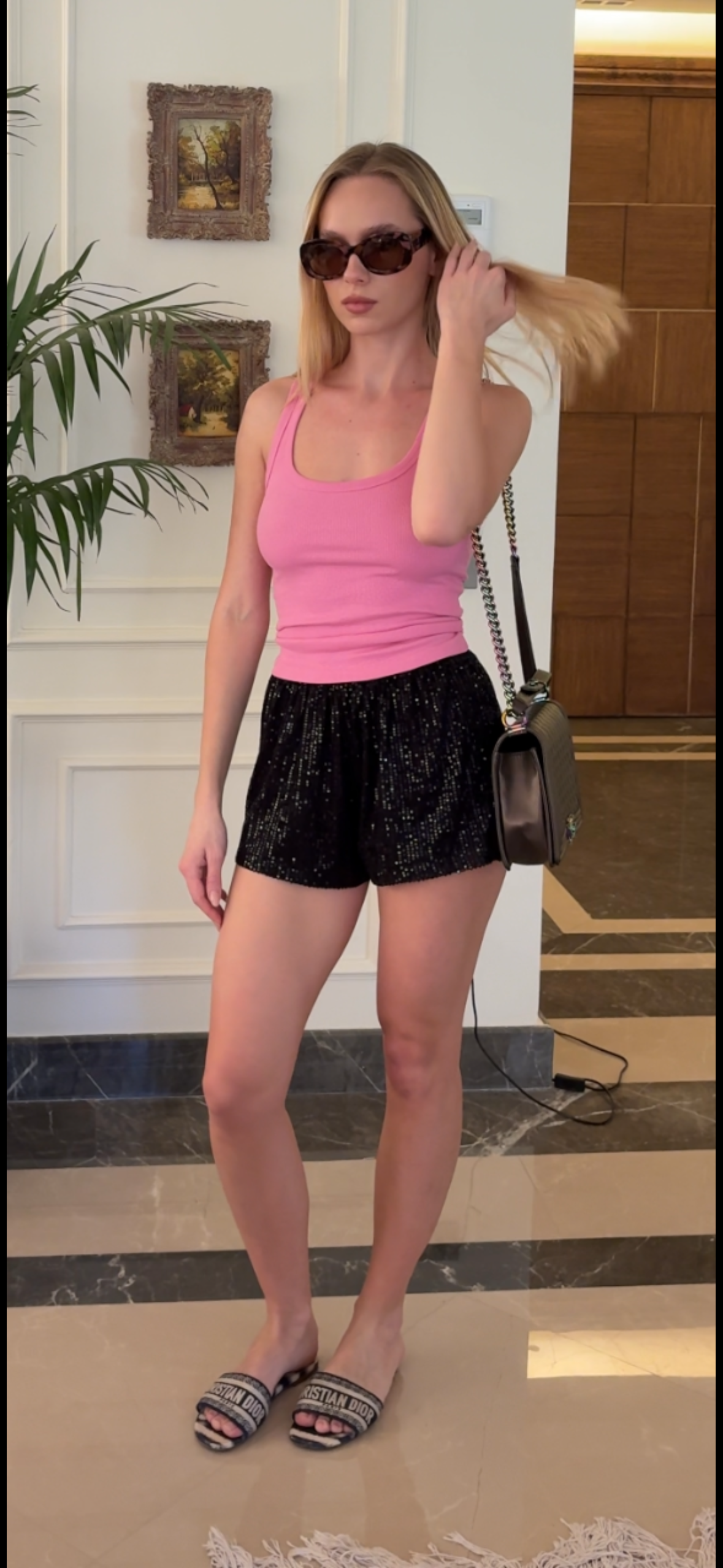 Sequin Shorts in Black
