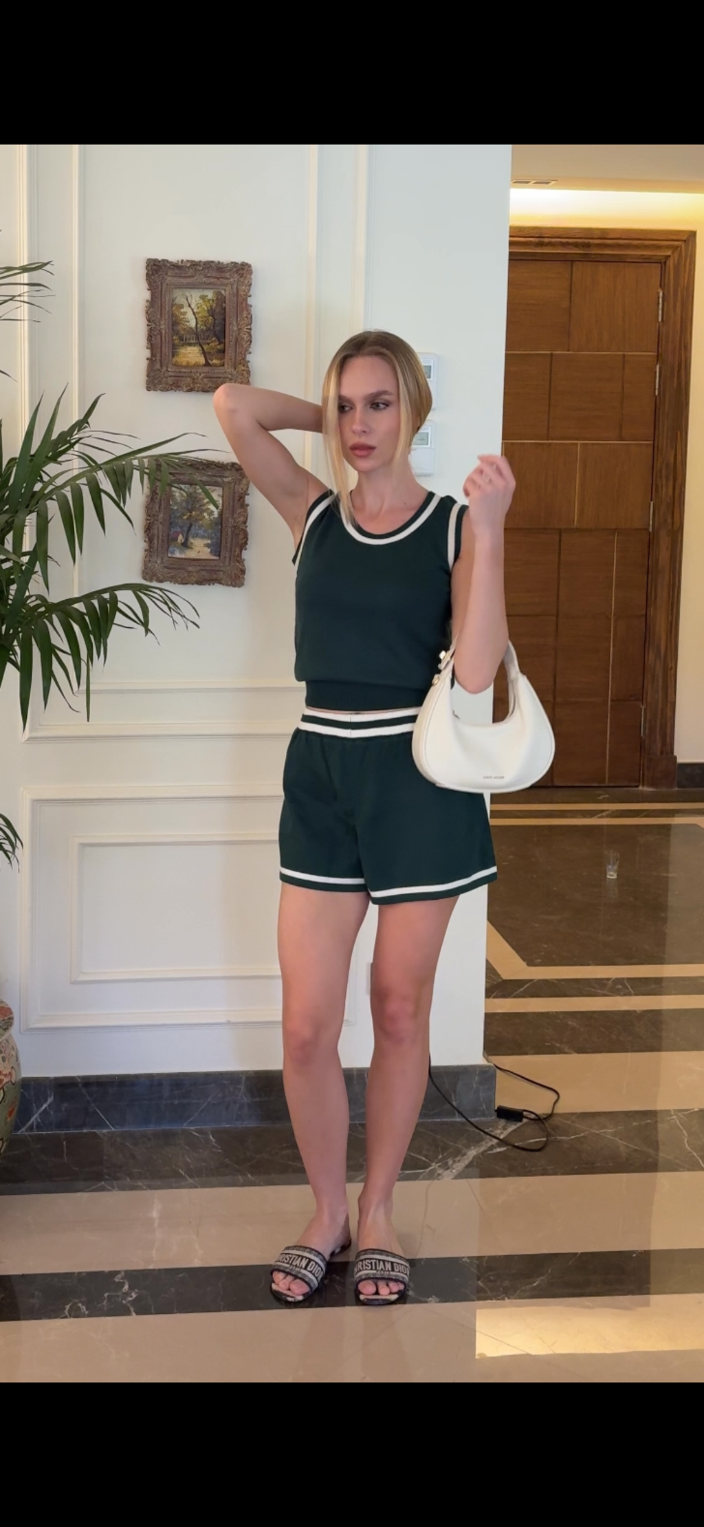 Sporty Knit Top in Royal Green