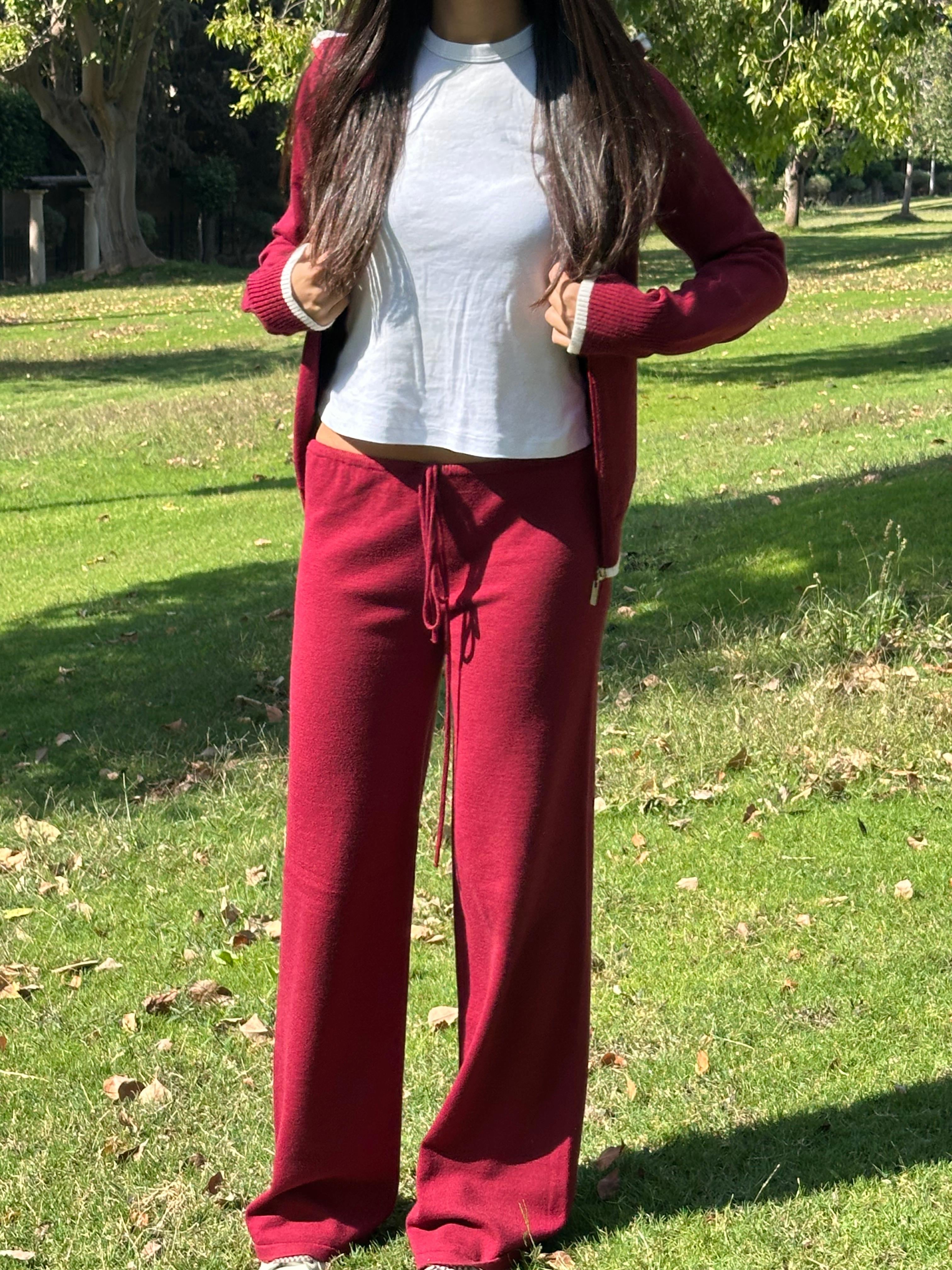 Capucine Knit Pants in Burgundy