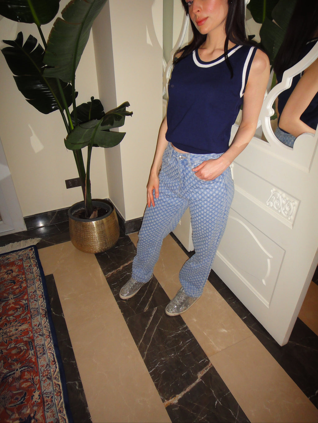 Sporty Knit top in Navy