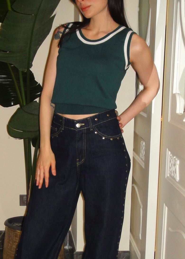 Sporty Knit Top in Royal Green