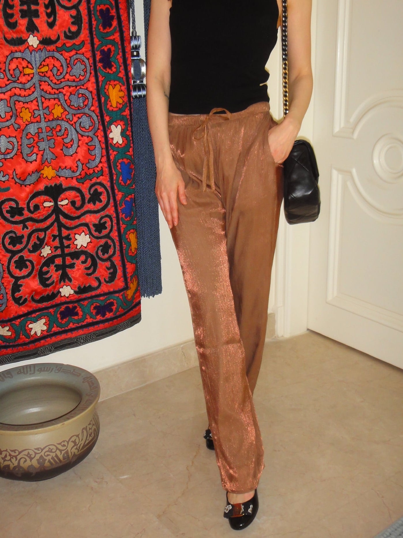 Silque Flow trousers in Barley Brown