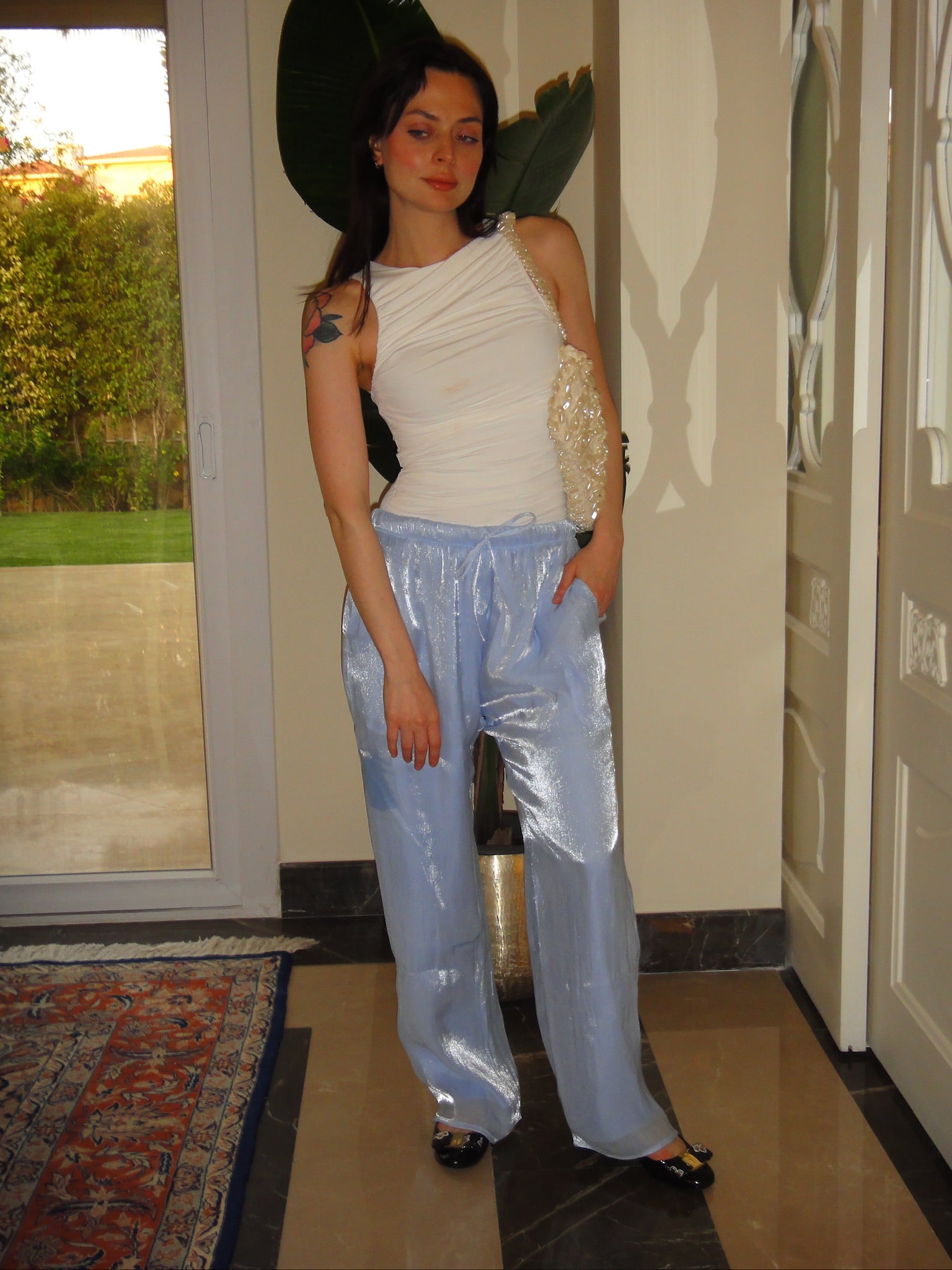 Silque Flow Trousers in Baby Blue