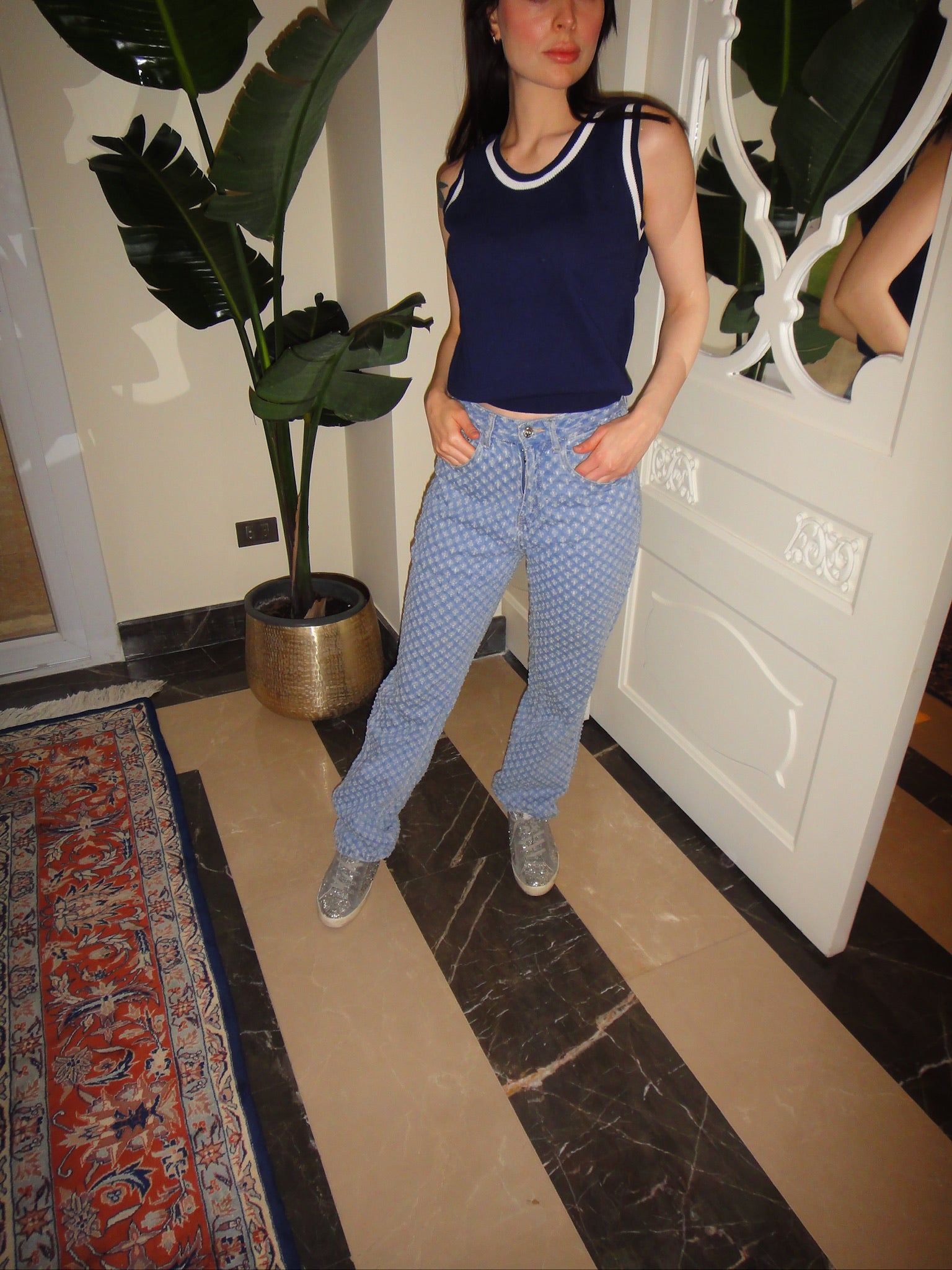 Sporty Knit top in Navy