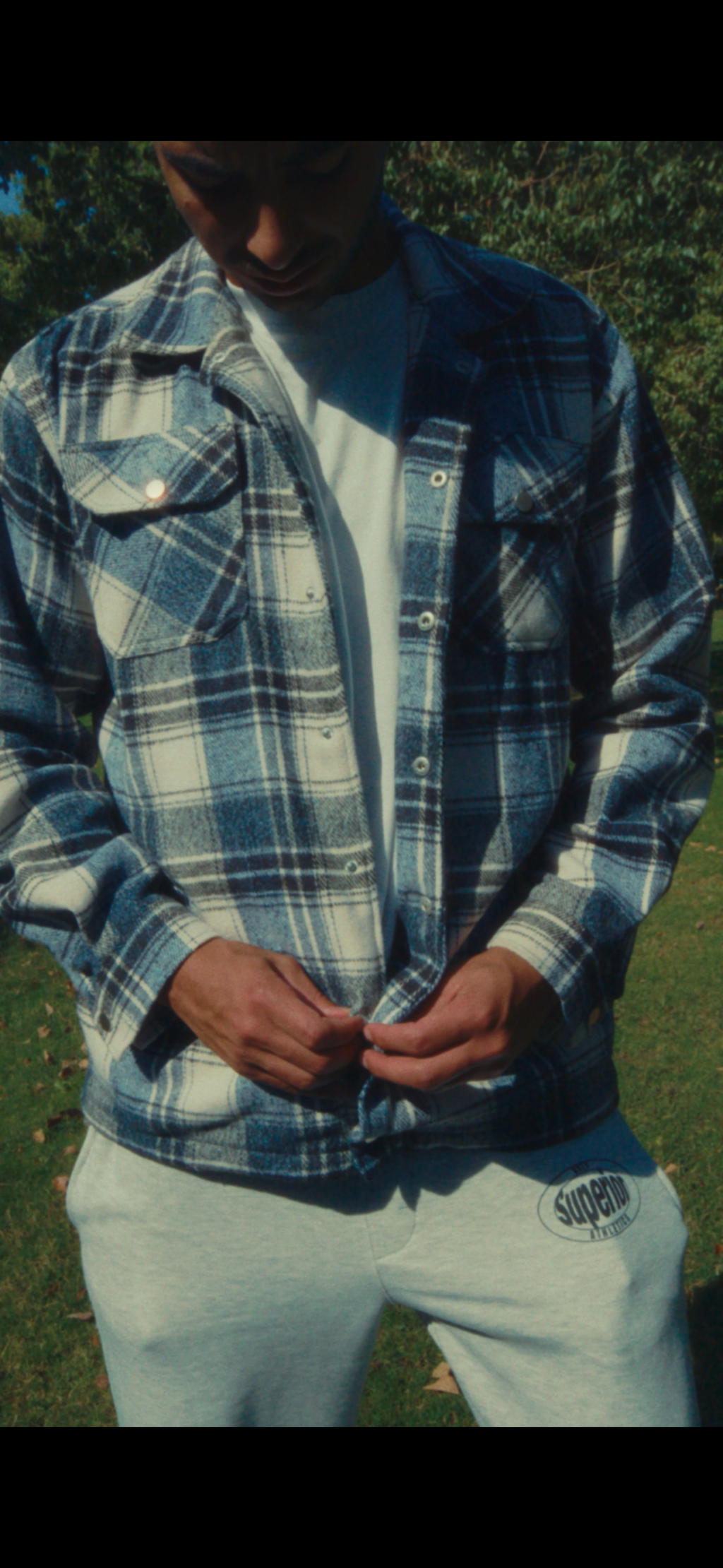Heavy Weight Flannel Jacket in Blue & White