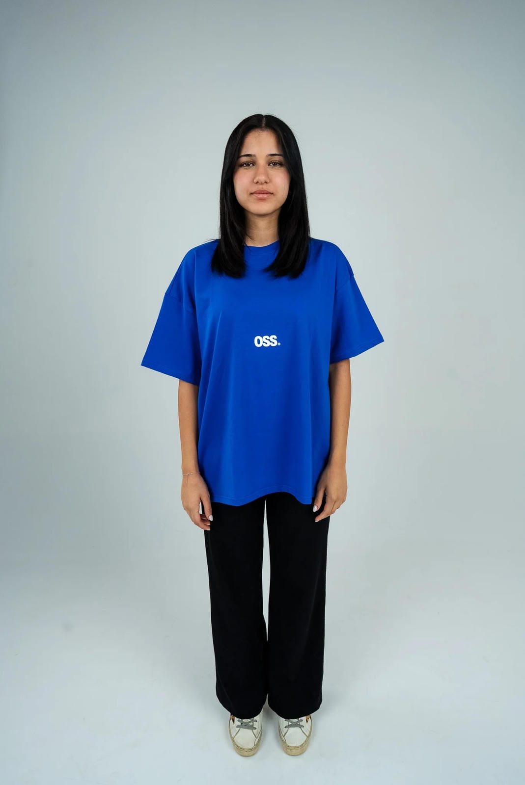 OSS Tee in Signature Blue and White