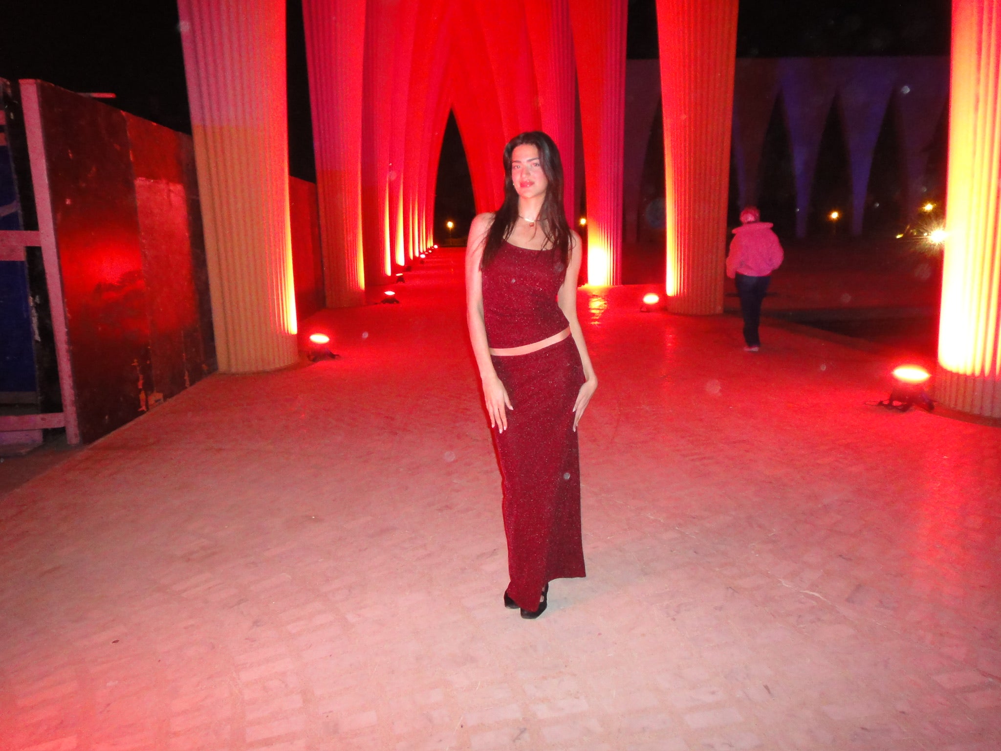 Lamé Skirt in Dark Red