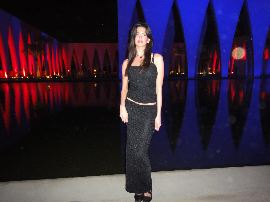 Lamé Skirt in Black