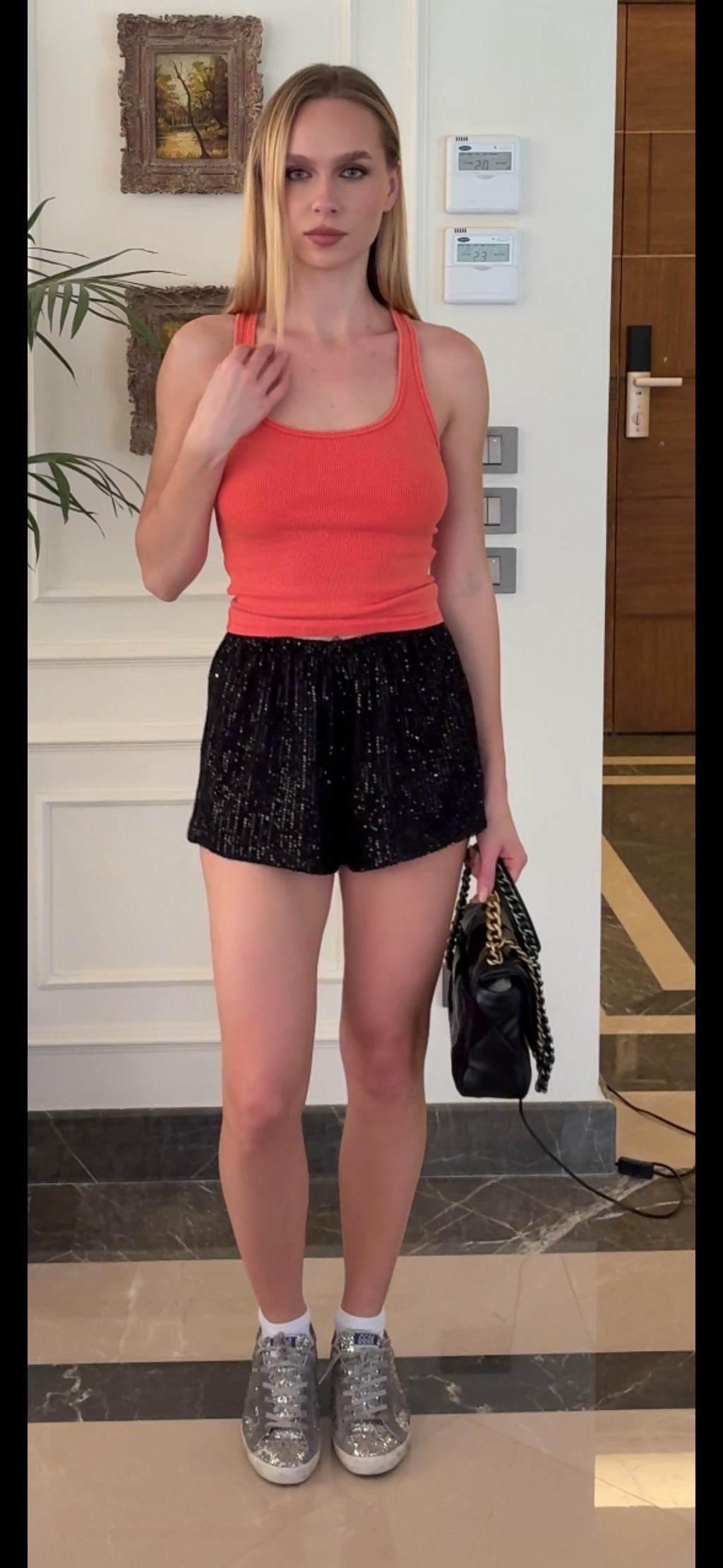 Sequin Shorts in Black