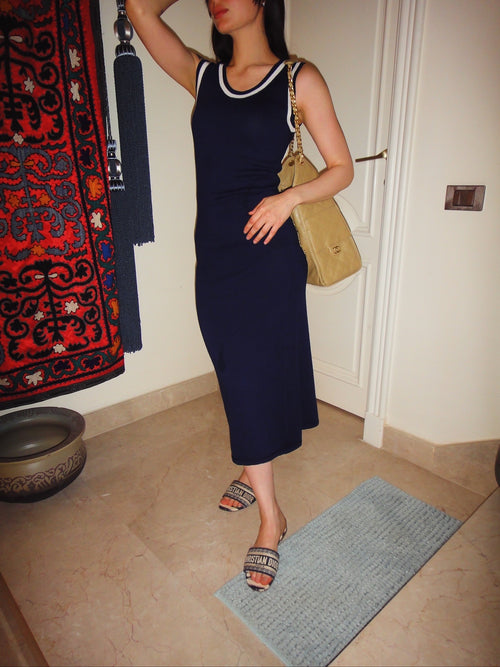 Contour Knit Dress in Navy Blue