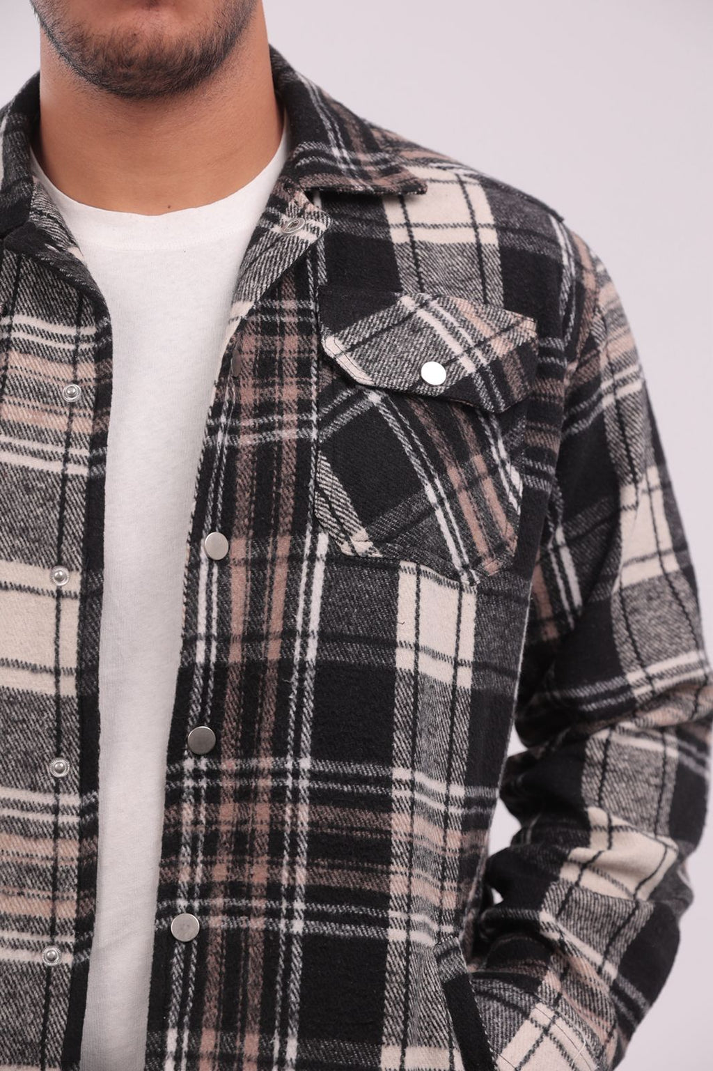 Heavyweight Flannel Jacket Black & Brown