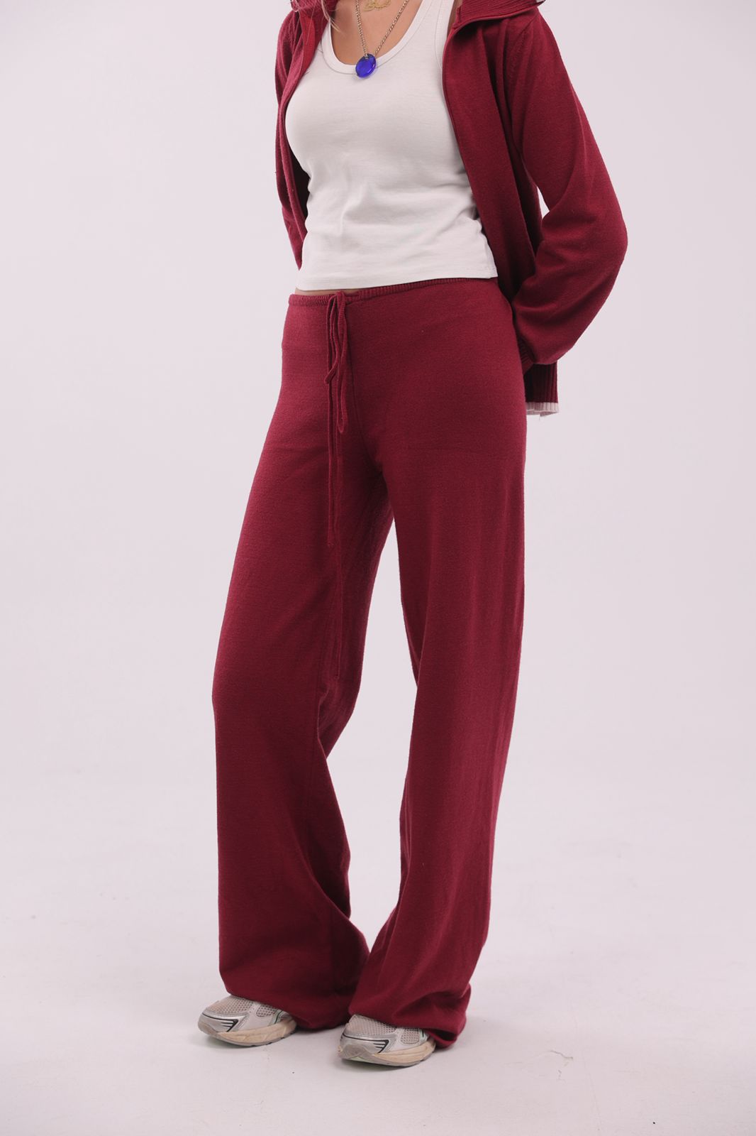 Capucine Knit Pants in Burgundy