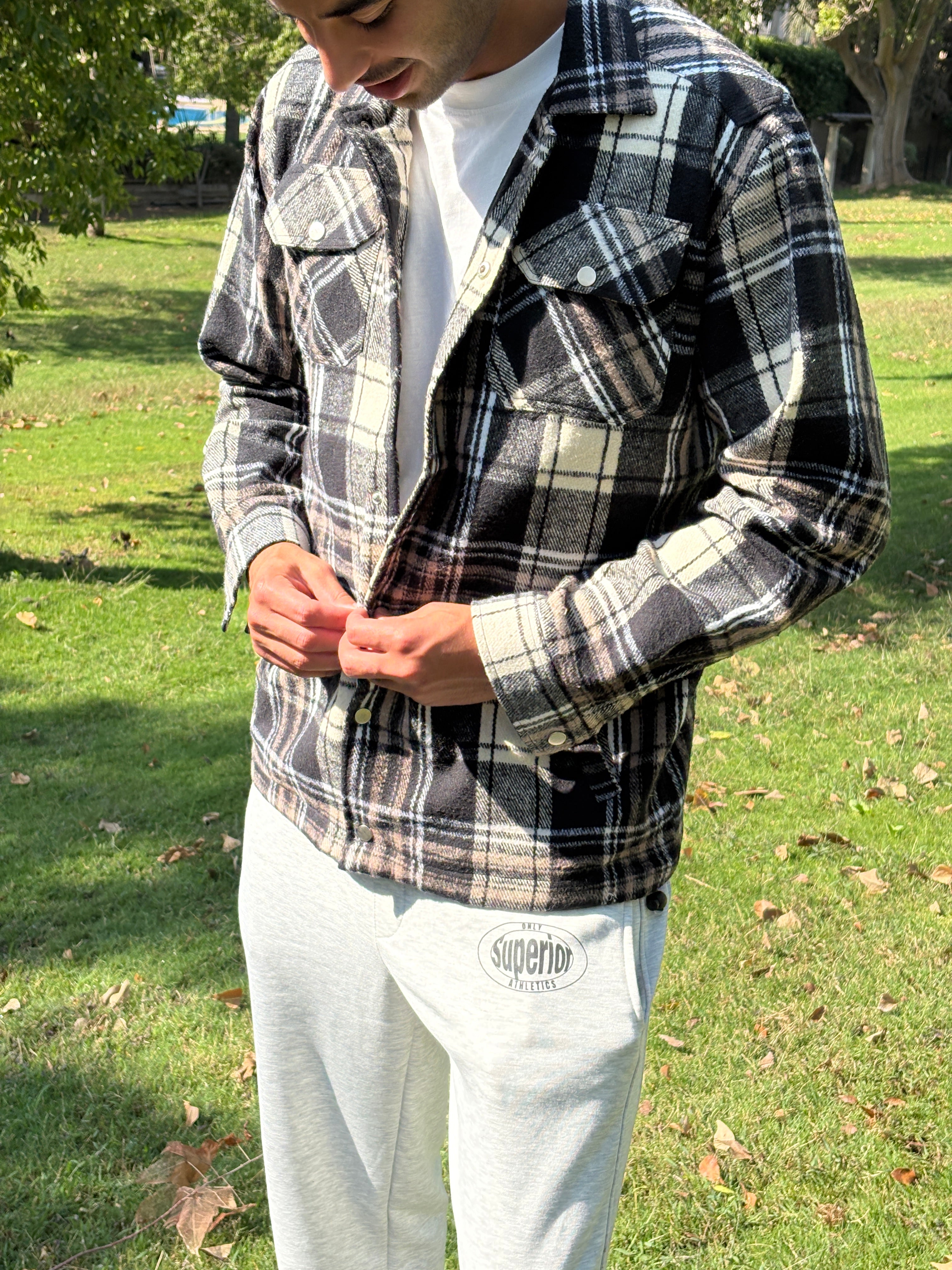 Heavyweight Flannel Jacket Black & Brown