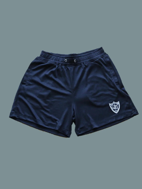 Embossed Patchwork Shorts in Black